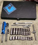 Armstrong 1/4" Mm 28 Piece Socket, Ratchet, Driver, Extension, Swivel Set. Fixed Price $125.00.