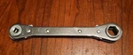 Ratcheting A/c Wrench, 1/4" + 3/16" Sq & 1/2" 9/16" Hex, Blackhawk # ZW-1045A. Fixed Price $12.00.