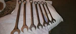 7 Pcs Vintage Blue Line 12 Pt Sae Combination Wrench Hand Tool Equipment Set. Fixed Price $55.00.