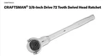 Craftsman 3/8-INCH Drive Swivel Head Ratchet 72-TOOTH 180 Rotation CMMT99422. Fixed Price $42.00.