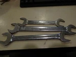 3 Armstrong Heavy Duty Open End Wrenches 2-1 1/16" X7/8" And 1" 15/16". Fixed Price $25.00.