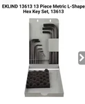 Eklind 13613 Ball Hex Industrial Quality 13-KEY Metric Set Made Usa 1.3 17MM. Fixed Price $55.00.