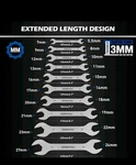 10 Piece Super Thin Open-end Wrench Set Metric 5.5 27MM 3MM Thickness Slim. Fixed Price $30.00.