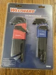 Westward 2CYC7 22 Piece Metric/imperial L-shape Hex Key Set Ball End. Fixed Price $25.00.