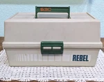 Vintage Rebel Model 530 Tackle Box Fold Out Tray Snap Close 12-1/2 6 7. Fixed Price $24.00.