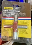 New General Tools 182 Sillcock Key Hose Bibb 4 Way Outside Faucet. Fixed Price $18.00.