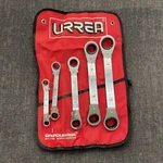 Urrea 1180A 5 Piece Sae Offset Ratcheting Box-end Wrench Set, 12 Point & Pouch. Fixed Price $69.99.