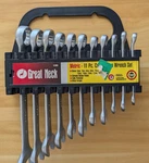 Vintage Set Of 11 Great Neck 12PT Metric Combination Wrenches + Holder 51005. Fixed Price $24.99.