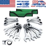 Sk 14PCS Stubby Ratcheting Combination Wrench Set Metric 10-18MM Sae 3/8''-3/4''. Fixed Price $98.99.