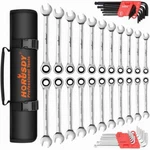 Horusdy 48PC Ratcheting Wrench Set Ball End Hex Key Sae & Metric Gear With Pouch. Fixed Price $60.29.