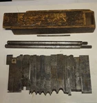 Lot Of 15 Stanley Notch No. 45 Comb. Plane Cutters W/ Antique Globe File Box. Fixed Price $95.00.