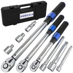9PCS Torque Wrench Set 1/4 20-220 INLB,3/8 5-45 &1/2 10-170 FTLB,6 Extension .... Fixed Price $90.71.