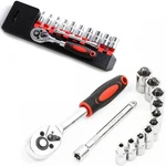 Lslansoon 1/4 Ratchet Socket Wrench Set, Mechanic Drive 12PCS, Silver. Fixed Price $16.70.