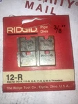 Ridgid 37820 Alloy Rh Pipe Dies 3/8" Npt New Old Stock. Fixed Price $22.00.