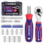 Workpro 34PC 1/4 Drive Master Socket Set Metric Dual Head Ratchet Bit W/case. Fixed Price $27.99.