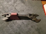 Vintage Asahi Tools Double Sided Open End Wrenchs Set Of 4 W/ Kyoto Holder. Fixed Price $55.00.