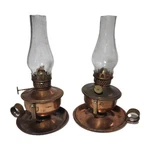 2 Vintage Copper Metal Small Oil Set Fold To Hang Up Ships 7.5". Fixed Price $29.97.