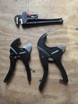 Husky Plumbing Tools Lot 3 Pipe Cutter And Wrench. Fixed Price $27.00.
